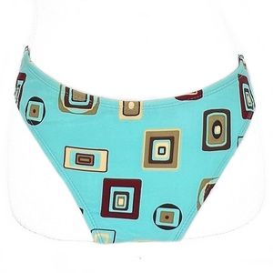 NEW next by athena Turquoise Blue & Brown Retro Square Print Bikini Bottoms 10
